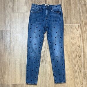 Driftwood Jackie High Rise Skinny Jeans Embroidered Star Pattern